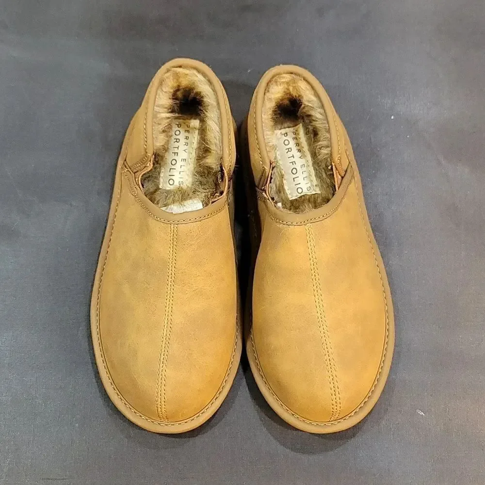 BRAND NEW PERRY ELLIS ROUND-TOE FAUX FUR INSOLE KIDS SLIPPERS